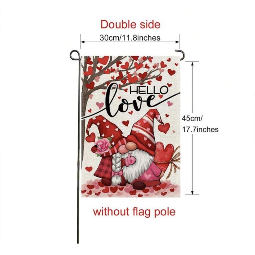 2/$12 - Valentine's Day Love Gnome Garden Flag - Picture 3 of 6